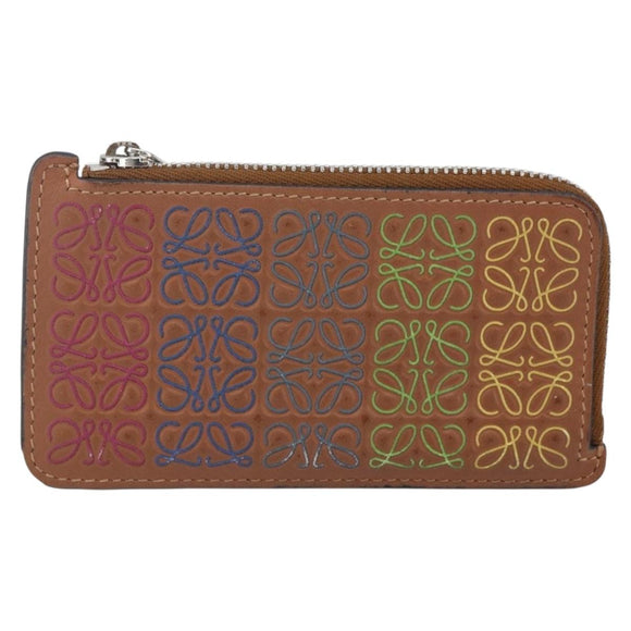 LOEWE Anagram Fragment Case Card Case Leather Multicolor Auth 165822