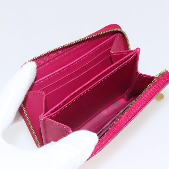 LOUIS VUITTON Vernis Ikat Flower Zippy Coin Purse Rose Andian M90030 Auth 165824