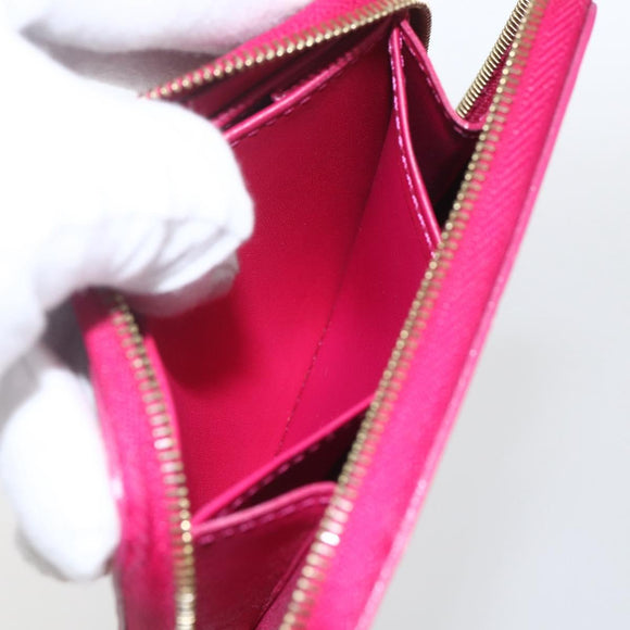 LOUIS VUITTON Vernis Ikat Flower Zippy Coin Purse Rose Andian M90030 Auth 165824