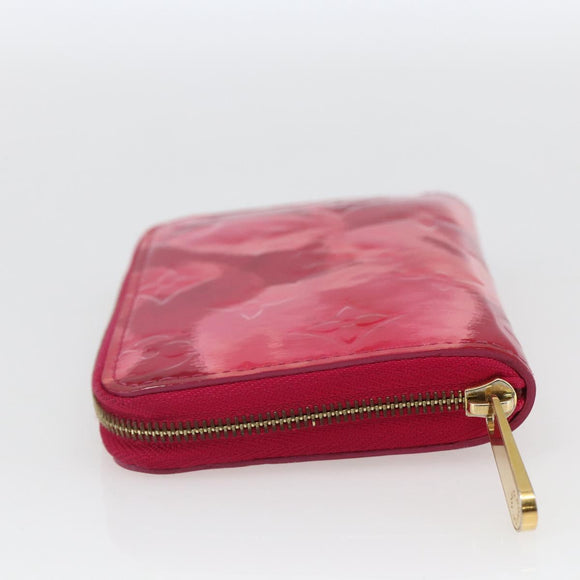 LOUIS VUITTON Vernis Ikat Flower Zippy Coin Purse Rose Andian M90030 Auth 165824