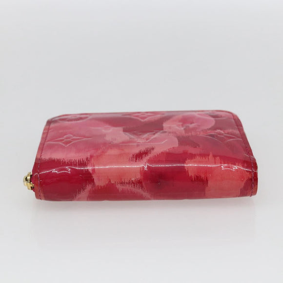 LOUIS VUITTON Vernis Ikat Flower Zippy Coin Purse Rose Andian M90030 Auth 165824