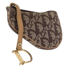 Christian Dior Trotter Canvas Saddle Coin Purse Beige Auth 165825-1
