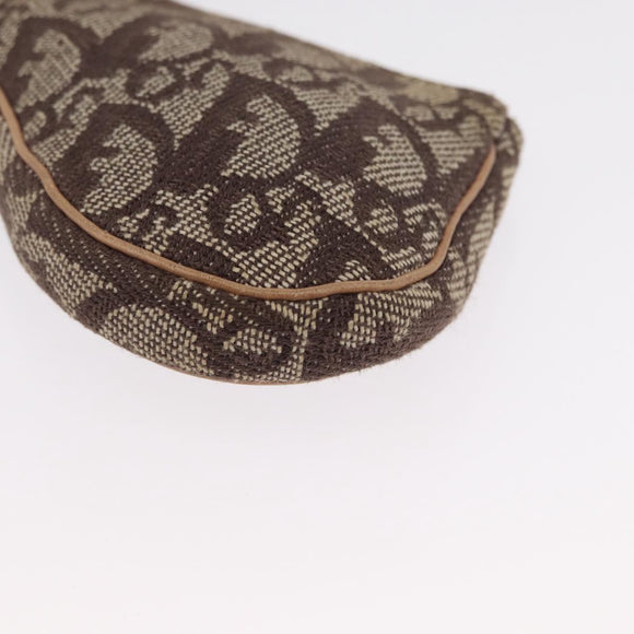 Christian Dior Trotter Canvas Saddle Coin Purse Beige Auth 165825