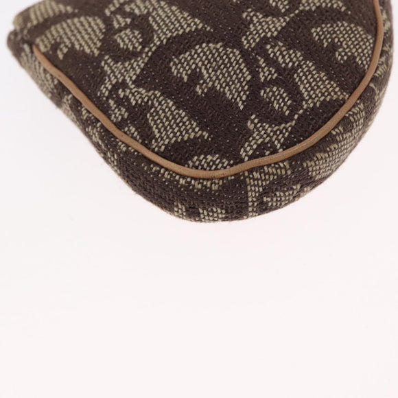 Christian Dior Trotter Canvas Saddle Coin Purse Beige Auth 165825