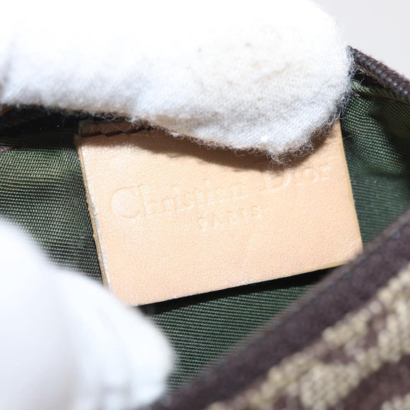 Christian Dior Trotter Canvas Saddle Coin Purse Beige Auth 165825