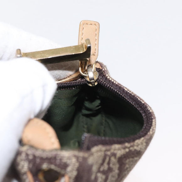 Christian Dior Trotter Canvas Saddle Coin Purse Beige Auth 165825