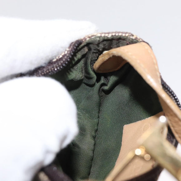 Christian Dior Trotter Canvas Saddle Coin Purse Beige Auth 165825