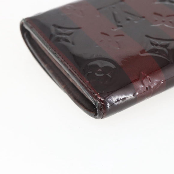LOUIS VUITTON Monogram Vernis Rayure Zippy Wallet Amarante M91717 LV Auth 165826