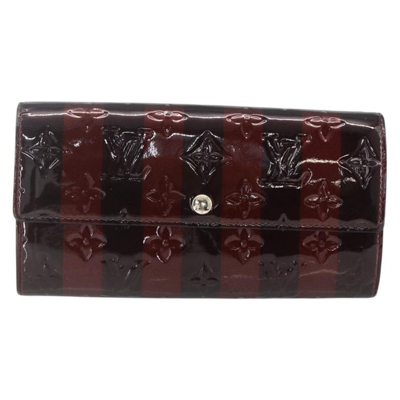 LOUIS VUITTON Monogram Vernis Rayure Zippy Wallet Amarante M91717 LV Auth 165826