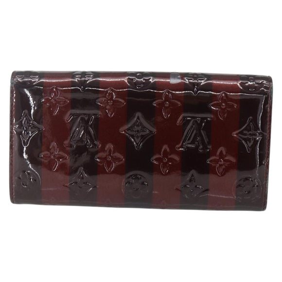 LOUIS VUITTON Monogram Vernis Rayure Zippy Wallet Amarante M91717 LV Auth 165826