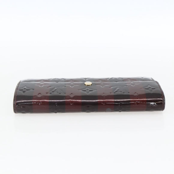 LOUIS VUITTON Monogram Vernis Rayure Zippy Wallet Amarante M91717 LV Auth 165826