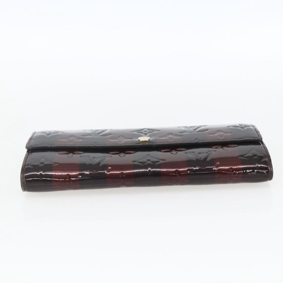 LOUIS VUITTON Monogram Vernis Rayure Zippy Wallet Amarante M91717 LV Auth 165826
