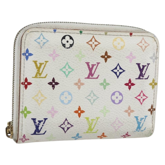 LOUIS VUITTON Monogram Multicolor Zippy Portemonnee Wit M93741 Auth 165828