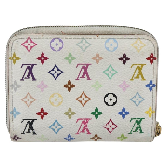 LOUIS VUITTON Monogram Multicolor Zippy Portemonnee Wit M93741 Auth 165828