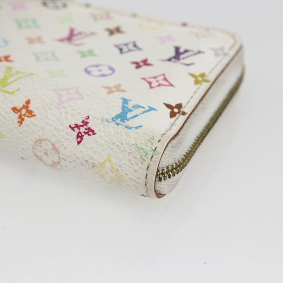 LOUIS VUITTON Monogram Multicolor Zippy Portemonnee Wit M93741 Auth 165828