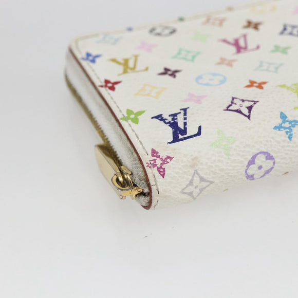 LOUIS VUITTON Monogram Multicolor Zippy Portemonnee Wit M93741 Auth 165828