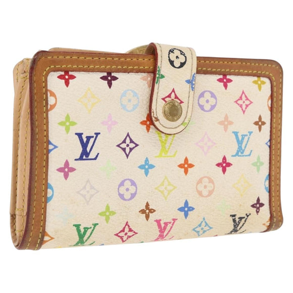 LOUIS VUITTON Multicolor Portefeuille Viennois Wallet White M92987 Auth 165833