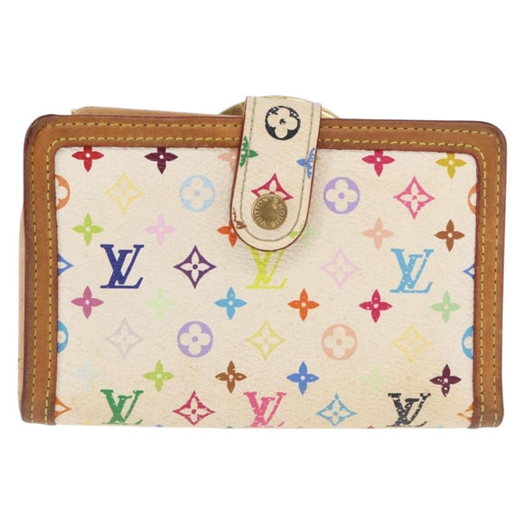 LOUIS VUITTON Multicolor Portefeuille Viennois Wallet White M92987 Auth 165833