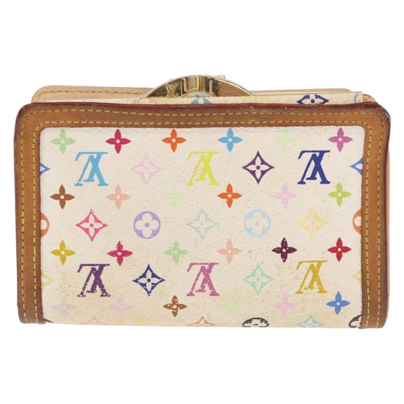 LOUIS VUITTON Multicolor Portefeuille Viennois Wallet White M92987 Auth 165833