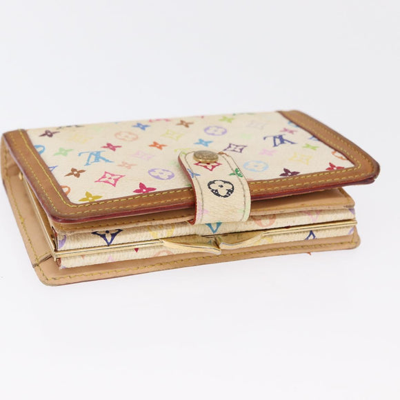 LOUIS VUITTON Multicolor Portefeuille Viennois Wallet White M92987 Auth 165833