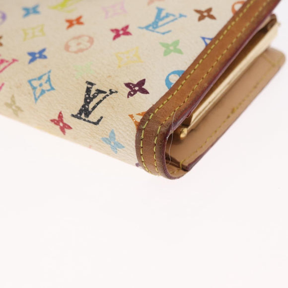 LOUIS VUITTON Multicolor Portefeuille Viennois Wallet White M92987 Auth 165833