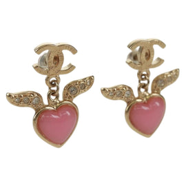 CHANEL COCO Mark Swing Heart Pierce metal Pink CC Auth 165836V