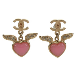 CHANEL COCO Mark Swing Heart Pierce metal Pink CC Auth 165836V - 0