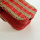 CHANEL AirPods Case Neck Pouch Raffia Red Gold CC Auth 165839SAM-17