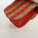 CHANEL AirPods Case Neck Pouch Raffia Red Gold CC Auth 165839SAM-18