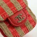 CHANEL AirPods Case Neck Pouch Raffia Red Gold CC Auth 165839SAM-19