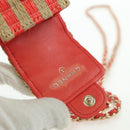 CHANEL AirPods Case Neck Pouch Raffia Red Gold CC Auth 165839SAM-9