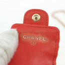 CHANEL AirPods Case Neck Pouch Raffia Red Gold CC Auth 165839SAM-20