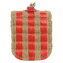 CHANEL AirPods Case Neck Pouch Raffia Red Gold CC Auth 165839SAM-2