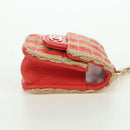 CHANEL AirPods Case Neck Pouch Raffia Red Gold CC Auth 165839SAM-4
