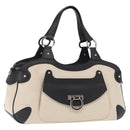Salvatore Ferragamo Gancini Hand Bag Canvas Ivory Silver Auth 165851-1