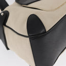 Salvatore Ferragamo Gancini Hand Bag Canvas Ivory Silver Auth 165851-9