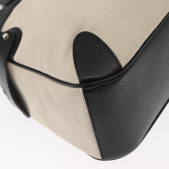 Salvatore Ferragamo Gancini Hand Bag Canvas Ivory Silver Auth 165851