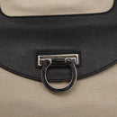 Salvatore Ferragamo Gancini Hand Bag Canvas Ivory Silver Auth 165851-18