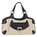 Salvatore Ferragamo Gancini Hand Bag Canvas Ivory Silver Auth 165851-13