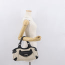 Salvatore Ferragamo Gancini Hand Bag Canvas Ivory Silver Auth 165851-23