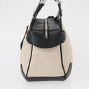 Salvatore Ferragamo Gancini Hand Bag Canvas Ivory Silver Auth 165851-4