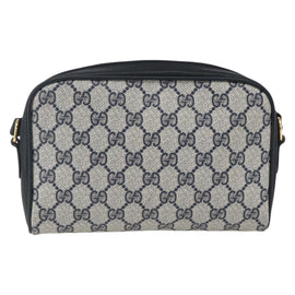 GUCCI GG Supreme Web Sherry Line Bag PVC Navy Gold 116 02 089 Auth 165855 - 0