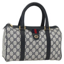 GUCCI GG Supreme Sherry Line Boston Bag PVC Navy Gold 40 02 006 Auth 165856-1
