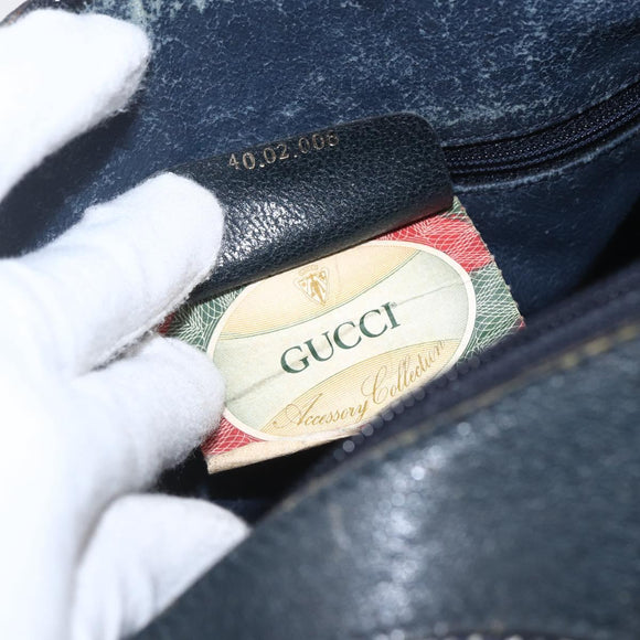 GUCCI GG Supreme Sherry Line Boston Bag PVC Navy Gold 40 02 006 Auth 165856