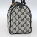GUCCI GG Supreme Sherry Line Boston Bag PVC Navy Gold 40 02 006 Auth 165856-4
