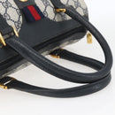 GUCCI GG Supreme Sherry Line Boston Bag PVC Navy Gold 40 02 006 Auth 165856-7