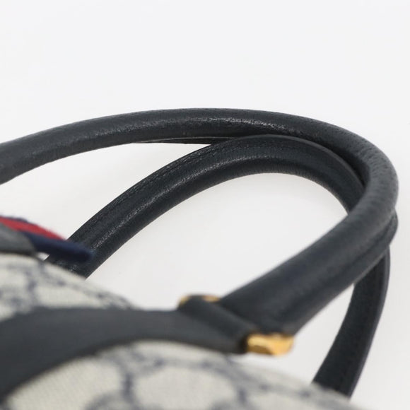 GUCCI GG Supreme Sherry Line Boston Bag PVC Navy Gold 40 02 006 Auth 165856