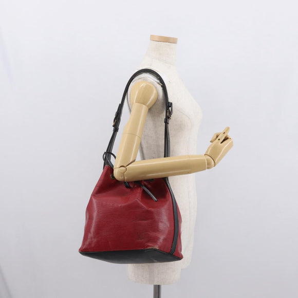 LOUIS VUITTON Epi Petit Noe Shoulder Bag Bicolor Black Red M44017 LV Auth 165859