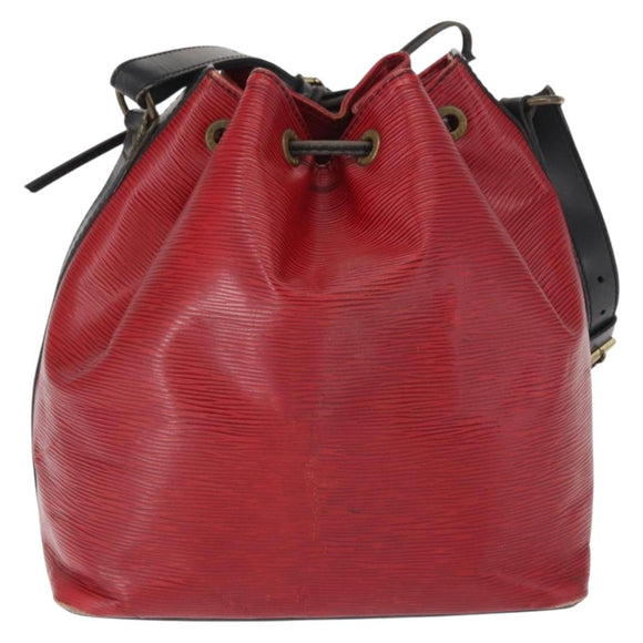 LOUIS VUITTON Epi Petit Noe Shoulder Bag Bicolor Black Red M44017 LV Auth 165859