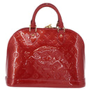 LOUIS VUITTON Monogram Vernis Alma PM Bag Rouge Grunadine M91693 Auth 165861-2